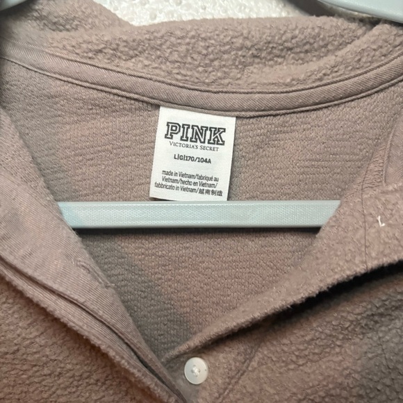 PINK REVERSE FLEECE CROPPED POLO SWEATSHIRT - Picture 5 of 7